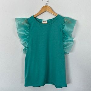 NWOT teal tulle sleeve blouse